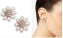 Charter Club Crystal & Imitation Pearl Flower Stud Earrings, Created for Macy's 